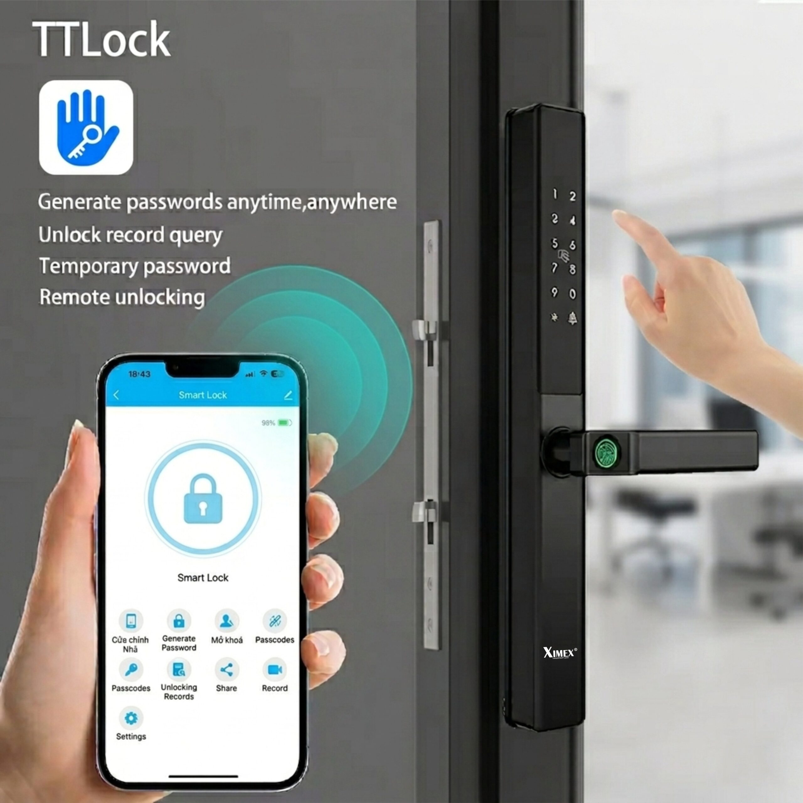 KHOÁ VÂN TAY CỬA NHÔM XD02 V